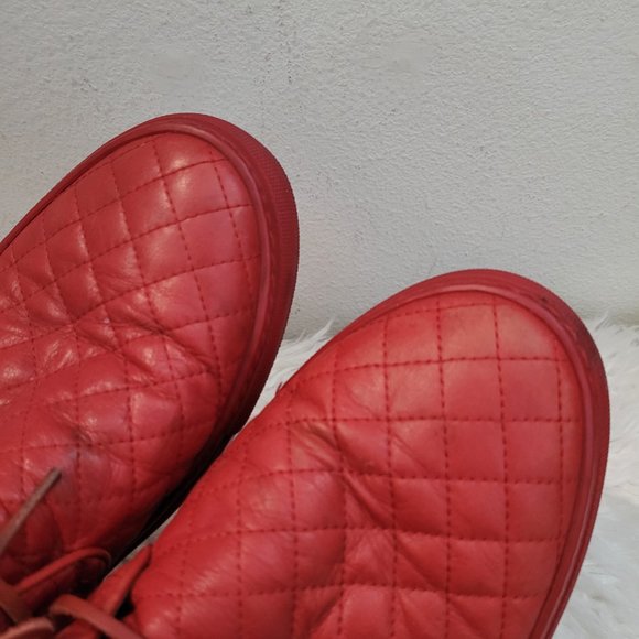DEL TORO RED LEATHER QUILTED HIGH TOP CHUKKA SNEAKER US MENS 12 HIGH TOP - Picture 8 of 14